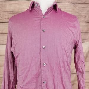 Express 1MX Dress‎ Shirt Mens Large Extra Slim Stretch Long Sleeve